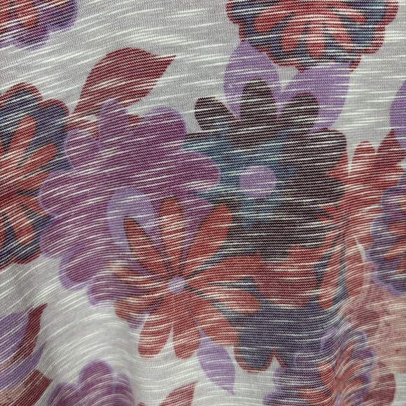 LOGO by Lori Goldstein Tunic Top Women 3X Purple Floral Printed Slub Knit Peplum - Picture 13 of 13